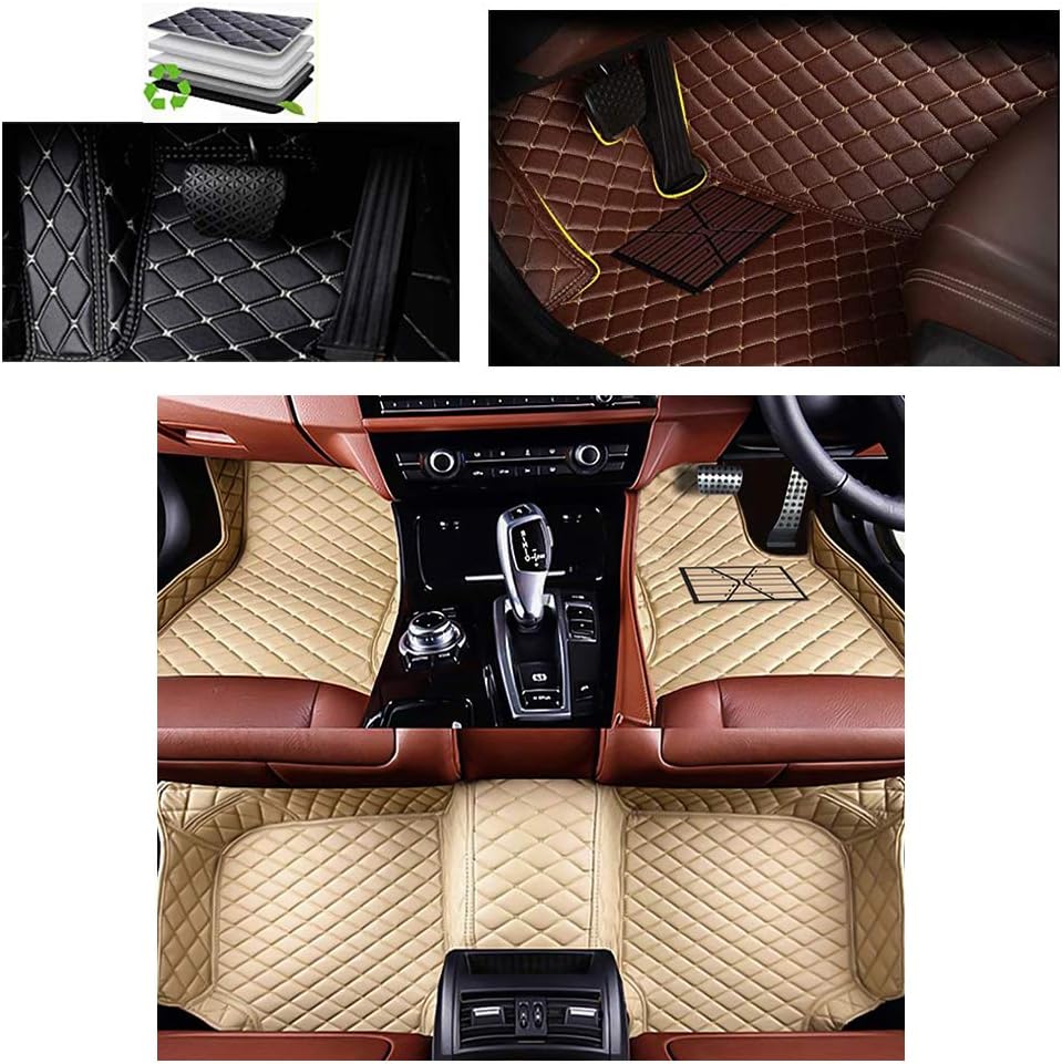 VEMATCustom Made 6 Colors Car Floor Mats Fit for ƁMW 5 Series F10 Saloon 2010-2016 (Beige)