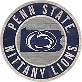 Penn State Nittany Lions Sign Wood 12 Inch Round State Design