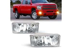 WEZEMLIGHT Driving Fog Light Assembly Replacement For 2008-2014 Chevy Silverado 2007-2011 Avalanche 2007-2014 Suburban and Tahoe GMC Sierra/Yukon With H16 12V 19W Halogen Bulbs​(Clear Lens)