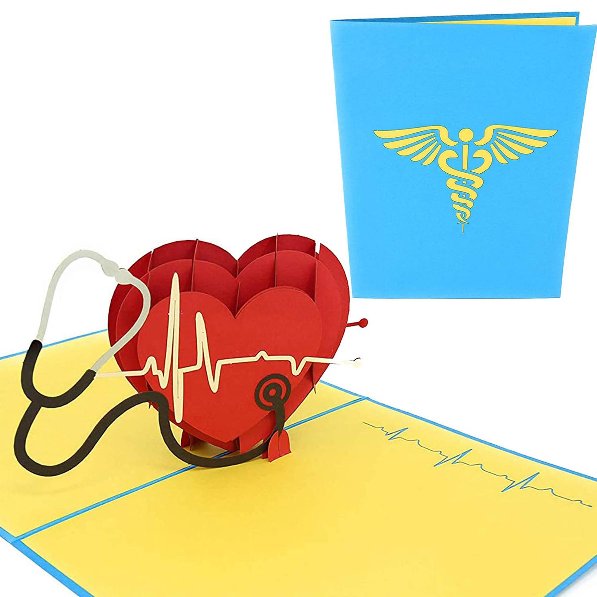 PopLife® Healthcare Heart 3D Pop Up Card, for Doctors, Nurses, EMTs, Essential Medical Staff - NHS Thank You Note - Pop Up Valentines Card - Anniversary Pop Up Mother's Day Card, Happy Birthday