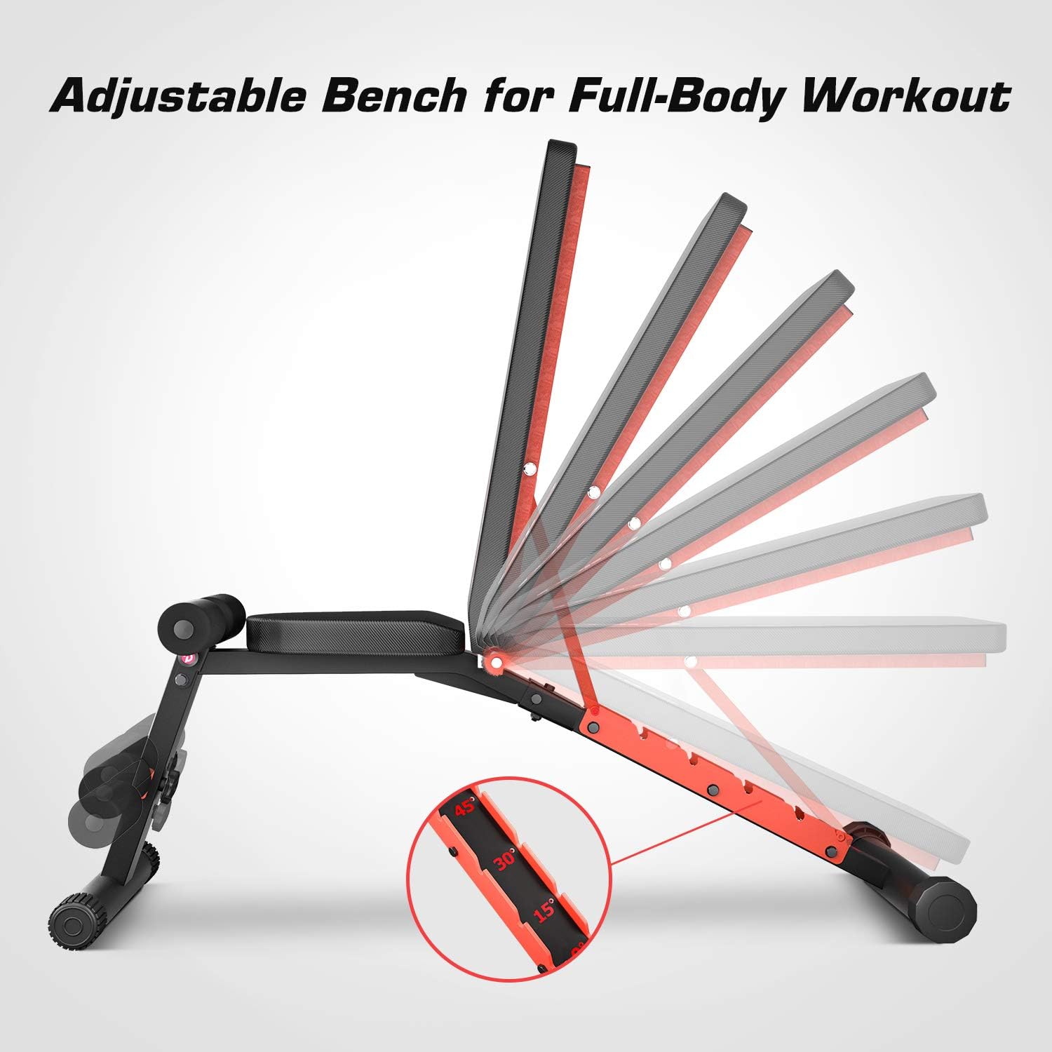 Pelpo Weight Bench for Full Body Workout, Adjustable Workout Bench for Home Gym Strength Training, Incline Decline Utility Weight Bench with 6 Positions, Black Frame: Sports & Outdoors