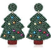 ISALOE Christmas Gifts Statement Beaded Earrings Snowman Cactus Drop Earrings Christmas Dangle Earrings For Women