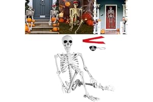 Skeleton Halloween Decor, TWFRIC 5.4FT/165CM Life Size Skeleton with Movable Joints Halloween Yard Decorations Indoor and Outside Perfectly Decorate Your Halloween(Pirate Style)