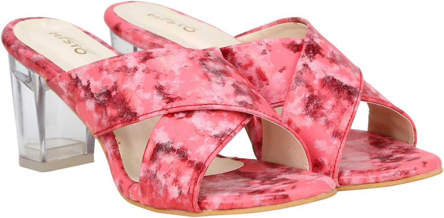 Vagon Women and Girls Casual Transparent Block Heel Slippers in Red
