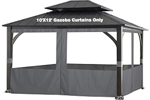 SCOCANOPY Clear Window Gazebo Privacy Curtain Set Fit for Most 10X12 Ft Gazebo, (Dark Gray)