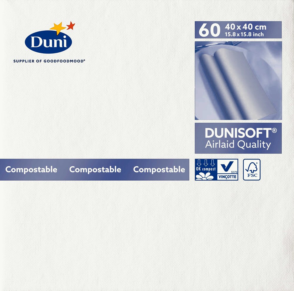 Duni 107395 Dunisoft Large Lunch Napkins, 40 cm x 40 cm, White (Pack of 720)