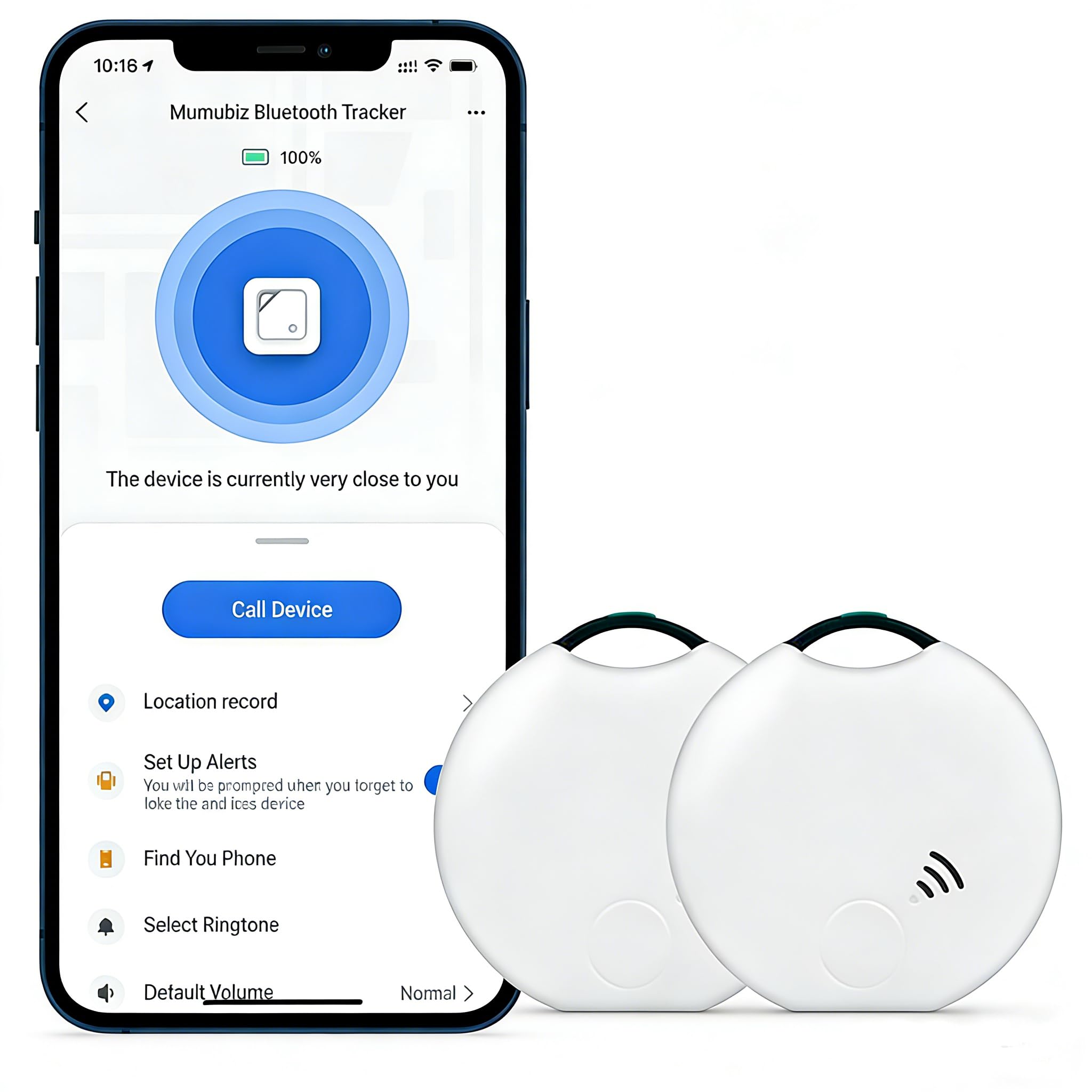 TKMARS Bluetooth Smart Air Tracker Tag (2-Pack) Key ）Finder, Pet/kids Anti-lost,Tracker Tag for Android, Luggage, Wallet Tracker, Compatible with iOS and Android（APP）