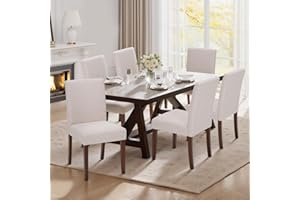 MALOL Upholstered Parsons Dining Chairs Set of 6, Modern Dining Room Chairs with Back, Fabric Kitchen Side Chairs with Wood Legs for Dinner Farmhouse Restaurant, Beige
