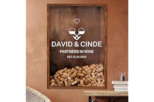 SENSING Personalized Wine Cork Shadow Box - Custom Wooden Display Holder for Wine Corks, Bottle Caps, Tickets - Perfect Weddi