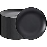 EI enjonirinjonir 80pcs Black Plastic Plates Disposable for Dinner,10.25inch Party Plates Disposable Heavy Duty,Elegant Matte Plastic Plate Frosted is Ideal for Wedding/Birthday//Tables Decoration