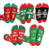 5 Pairs Fun Christmas Socks, Cotton Novelty Patterned Design with Fuuny Text Xmas Gifts for Men Womens