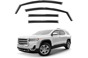GrandWheel Co Smoke Tinted in-Channel Side Window Vent Visor Deflectors Rain Guards Compatible with GMC Acadia 2017-2024 - 4pcs. GW0555, BLACK