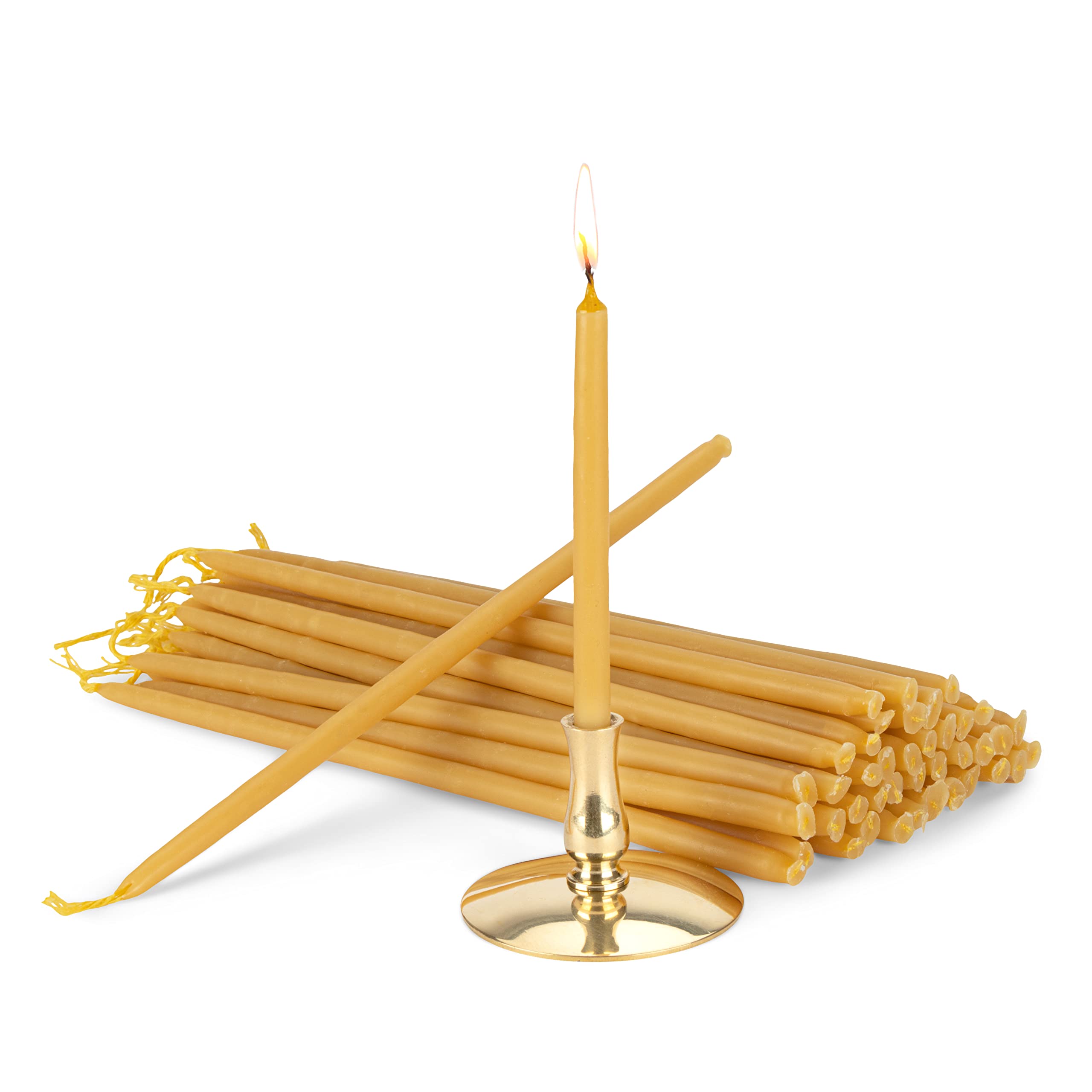 NKlaus - Candleholder with 100% beeswax candles yellow Handmade Greece 40085