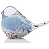 WUBIANJIE Hand Blown Glass Bird Statue Collectible Animal Art Paperweight, Living Room Bedroom Bookshelf Coffee Table Small Ornaments Shelf Home Decoration (Blue)