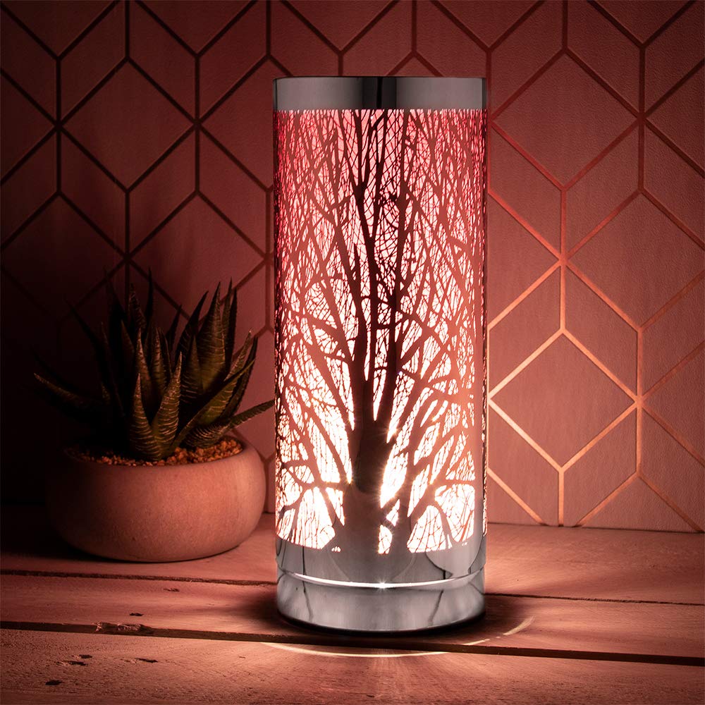 L&P Home & Gifts Desire Aroma melt Oil Aromatherapy Wax Touch lamp. Fragrance Burner for Home/Bedroom/Living Room/Office/Gym. Tree Design in Pink, Multicolour, 10X10X26CM