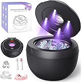 Ultrasonic Retainer Cleaner Machine 45khz Cleaning Pod for Denture Cleaner 200ml Mouth Guard, Aligner, Night Guard, Jewelry, 4 Cleaning Modes Digital Timer, Gifts for Women, Christmas Gifts, Black