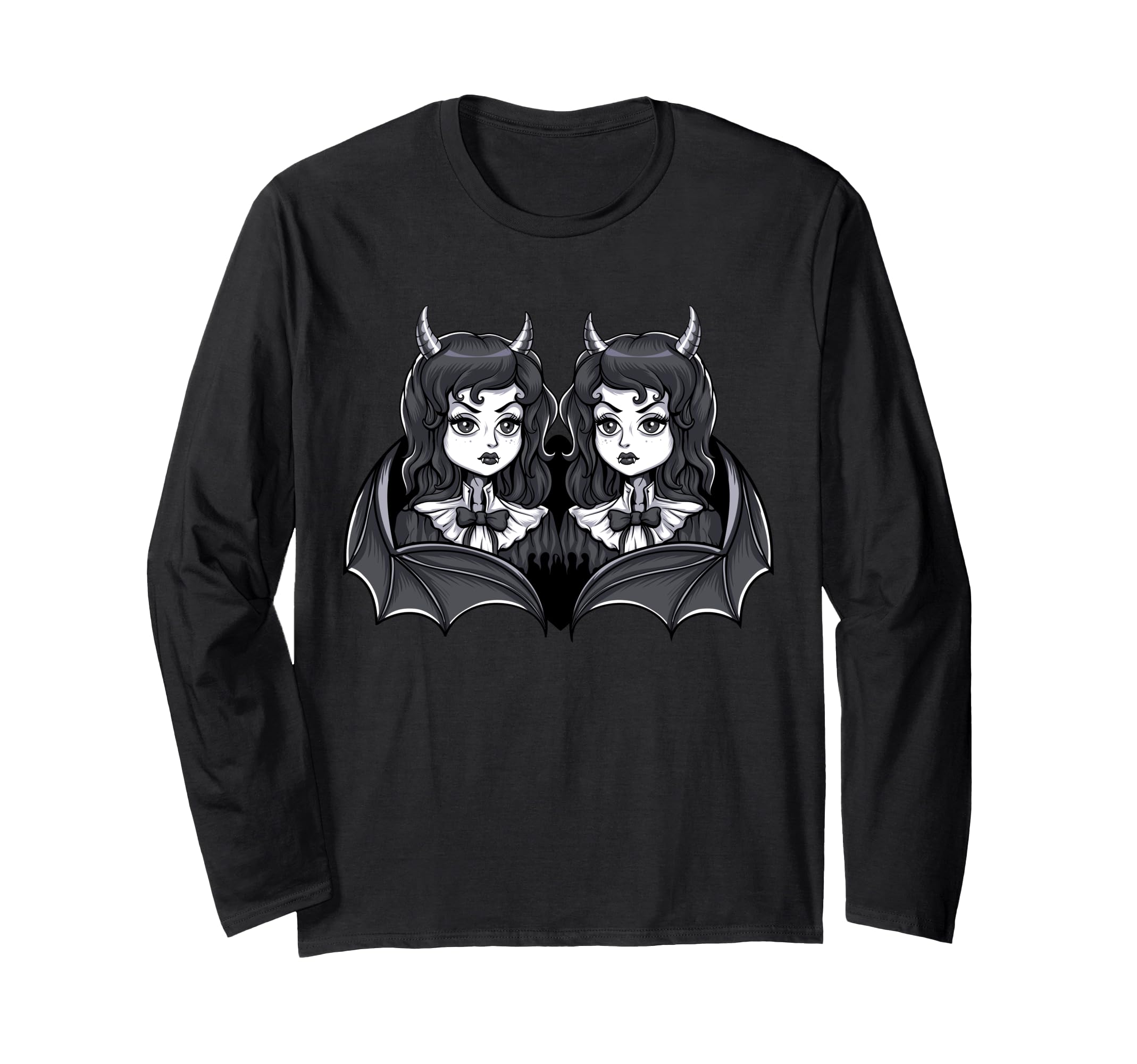 Gothic Victorian Siamese Twins Witch Demon Vampire Girls Long Sleeve T-Shirt
