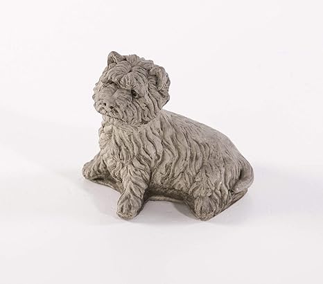 Ceragoo Steinfigur Tierfigur Dekofigur 11cm Hund Westie Statue Steinguss Handarbeit