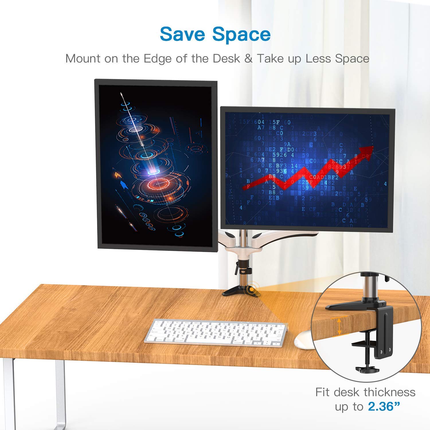 HUANUO Dual Monitor Mount, Increase Productivity & Prevent Neck/Shoulder Pain! Computer Arm Improves Body Posture, Monitor Arm Reduces Screen Glare! Clutter-Free Desk, Premium Computer Monitor Stand!