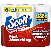 Kimberly Clark 147785 Double Rolls Scott Paper Towels - Choose-A-Sheet White - Pack of 6