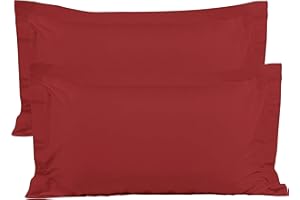 BEDSUM 100% Brushed Microfiber King Pillow Shams Set of 2, Super Soft and Cozy, Wrinkle, Fade, Stain Resistant 20x36 Oxford Pillowcases, 20x36 Inches, Wine Red