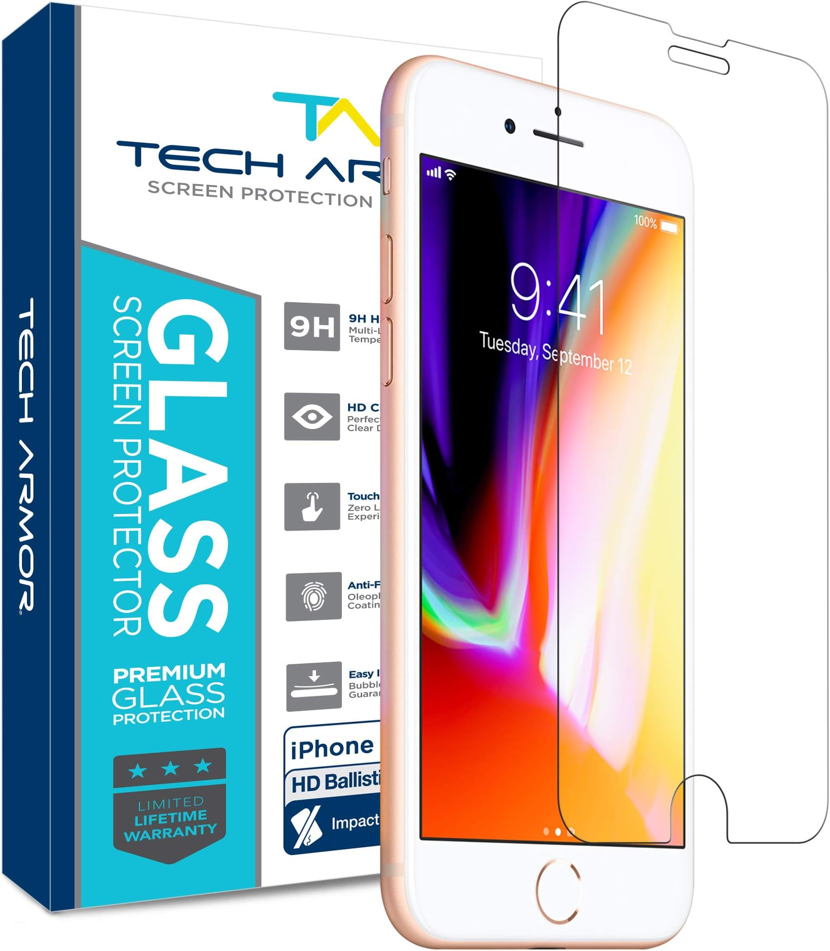Tech Armor Apple iPhone 6 Plus, 6s Plus Ballistic Glass Screen Protector, Premium Tempered Glass for iPhone 6 Plus, 6s Plus Clear [1-Pack]
