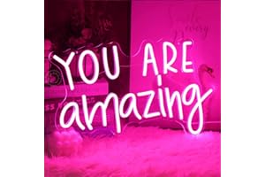 SYLHOME Pink You Are Amazing LED Neon Light Signs Wedding Birthday Girls Party Wall Decor Sign Classroom Home Bedroom Living Room Bar Pub Club Nursery Hanging Gift USB 16.9"X10.6"