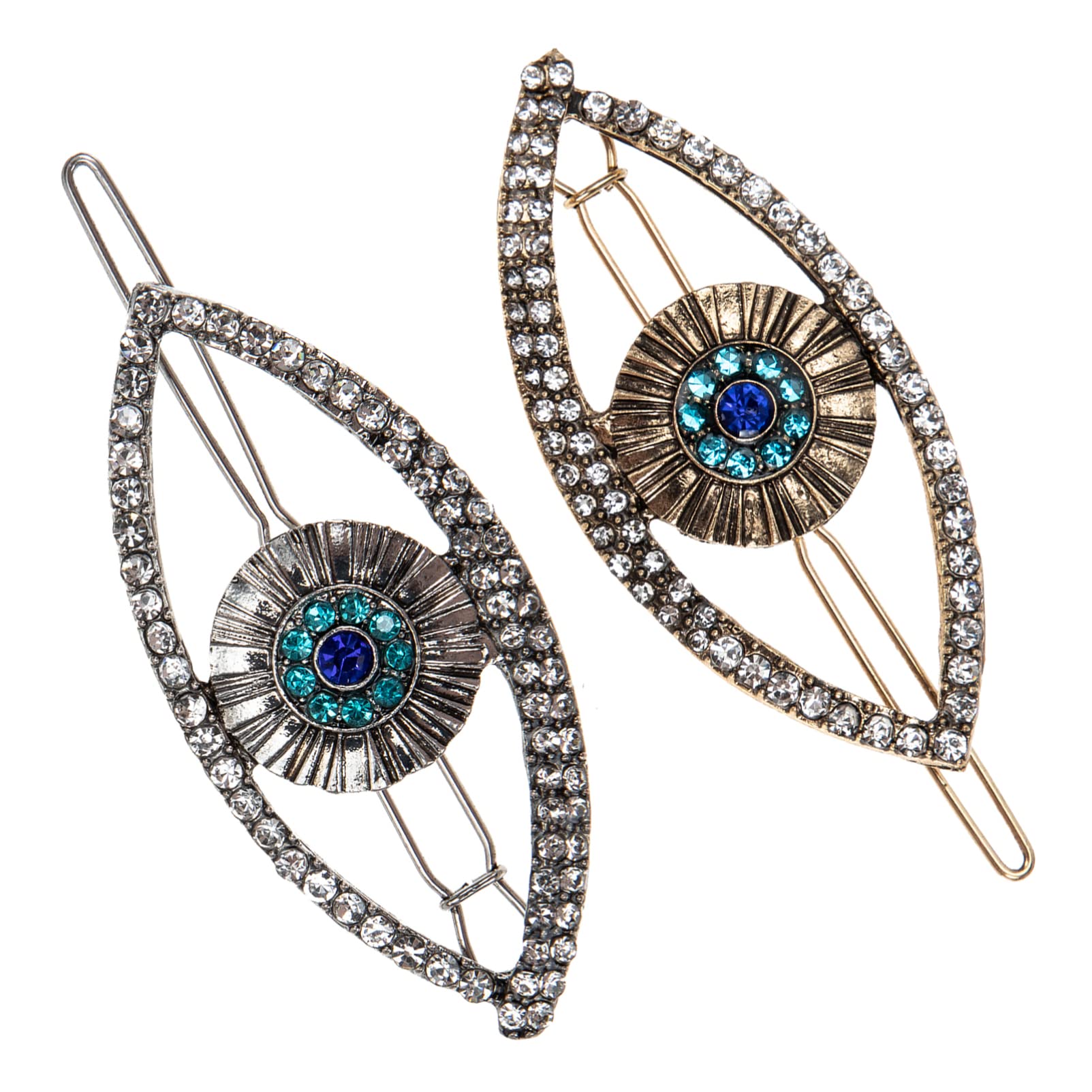 FRCOLOR Evil Eye Hairpin Rhinestone Hair Clip Retro Hair Barrette Alloy Headdress for Women Vintage Styling Accessories