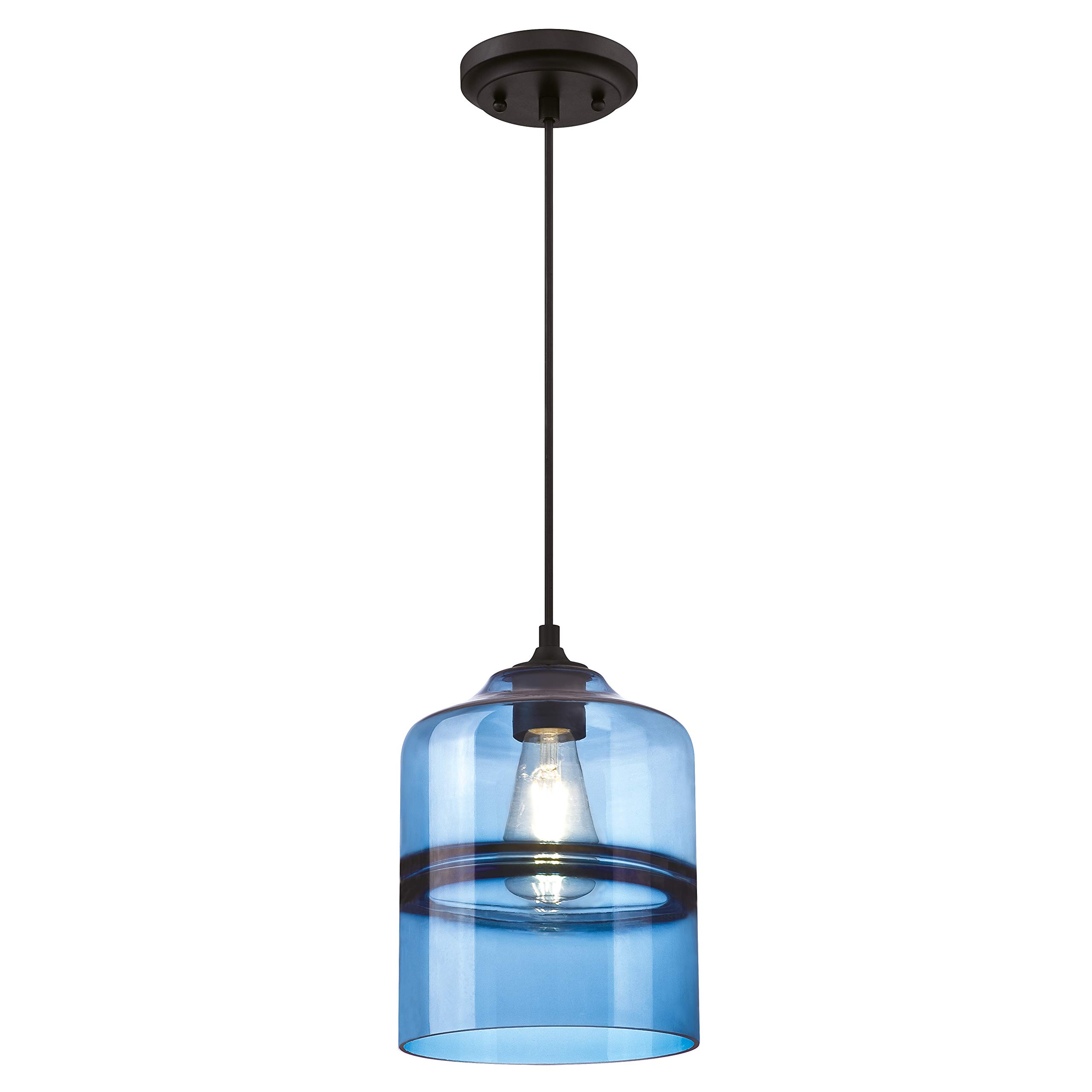Westinghouse Lighting 63666 One-Light Indoor Pendant, Matte Black Finish with Sapphire Glass