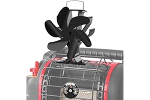 HIDALIFE Wood Stove Fan Heat Powered, Fireplace 6 Blades Fan with Bracket Compatible for Buddy Heater,Thermal Stove Fan for Gas Pellet Wood Burner with Magnetic Thermometer