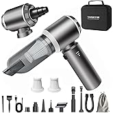 TANGOTOK 4-in-1 Cordless Car Vacuum & Compressed Air Duster, 20000PA Suction 80000RPM Brushless Motor, 3-Level LED Indicator for Sewing Machine Lint, Vinyl Records, PC Cleaning, Car Detailing (Silver)