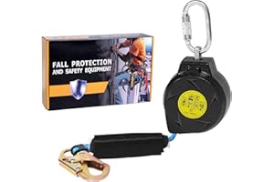 11FT Self Retracting Lifeline Fall Protection Retractable Lanyard, Fall Arrest Safety Yoyo for Construction Industrial - OSHA