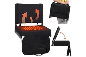 KROFEM Heated Stadium Seats with Backrest and Cushion, Portable and Lightweight, Ideal for Camping, Beach, Sporting Events, Folds to Compact Size, Extra Wide, USB Battery Not Included