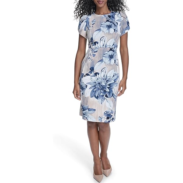 Calvin Klein Women's Cap Sleeve Scuba Crepe Pleated Skirt Dress Jungle 8 at  Amazon Women's Clothing store