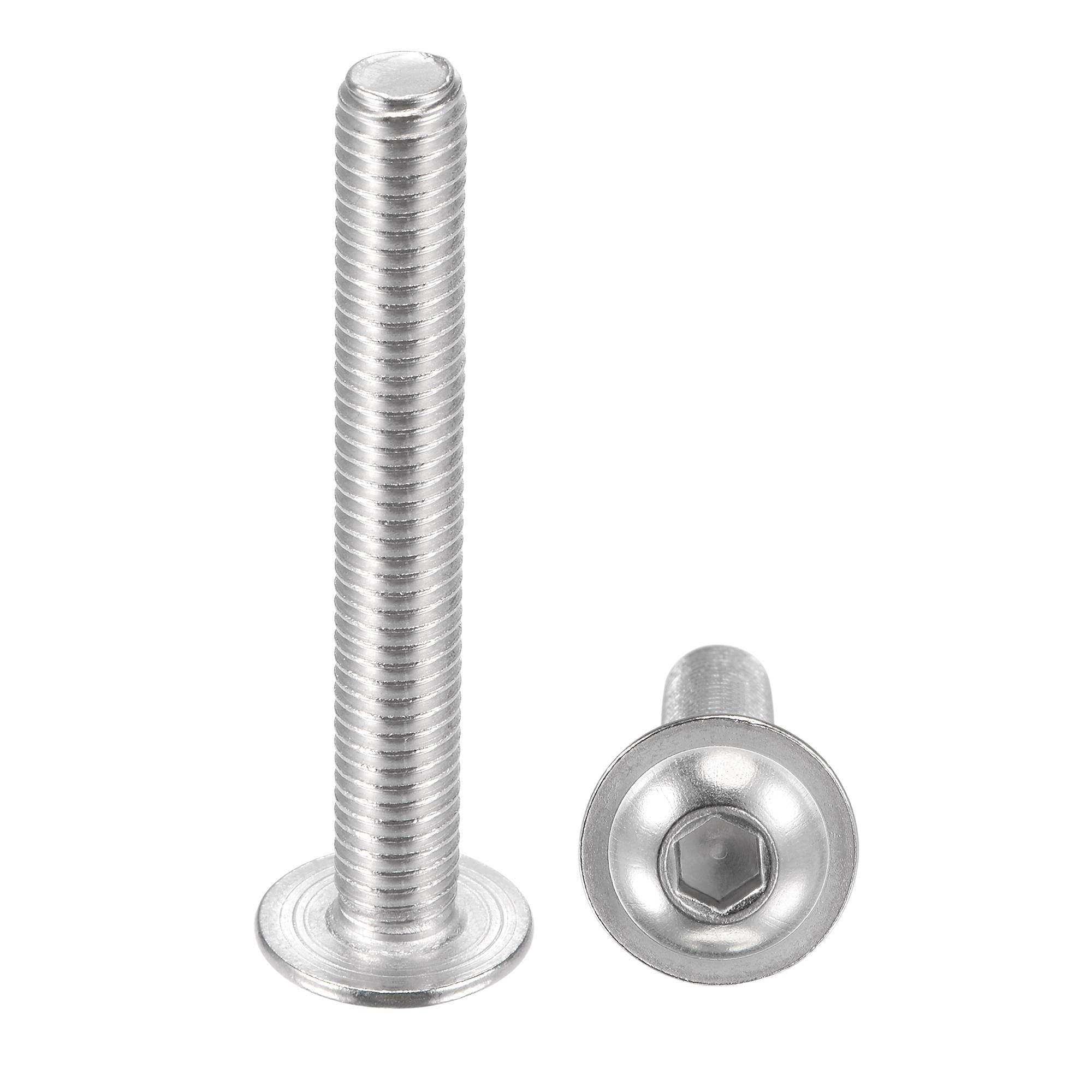 sourcing map Flanged Button Head Socket Cap Screws, M8x60mm Hex Socket Drive Screw, 304 Stainless Steel Fasteners Bolts, Fully Threaded Machine Screw 10Pcs