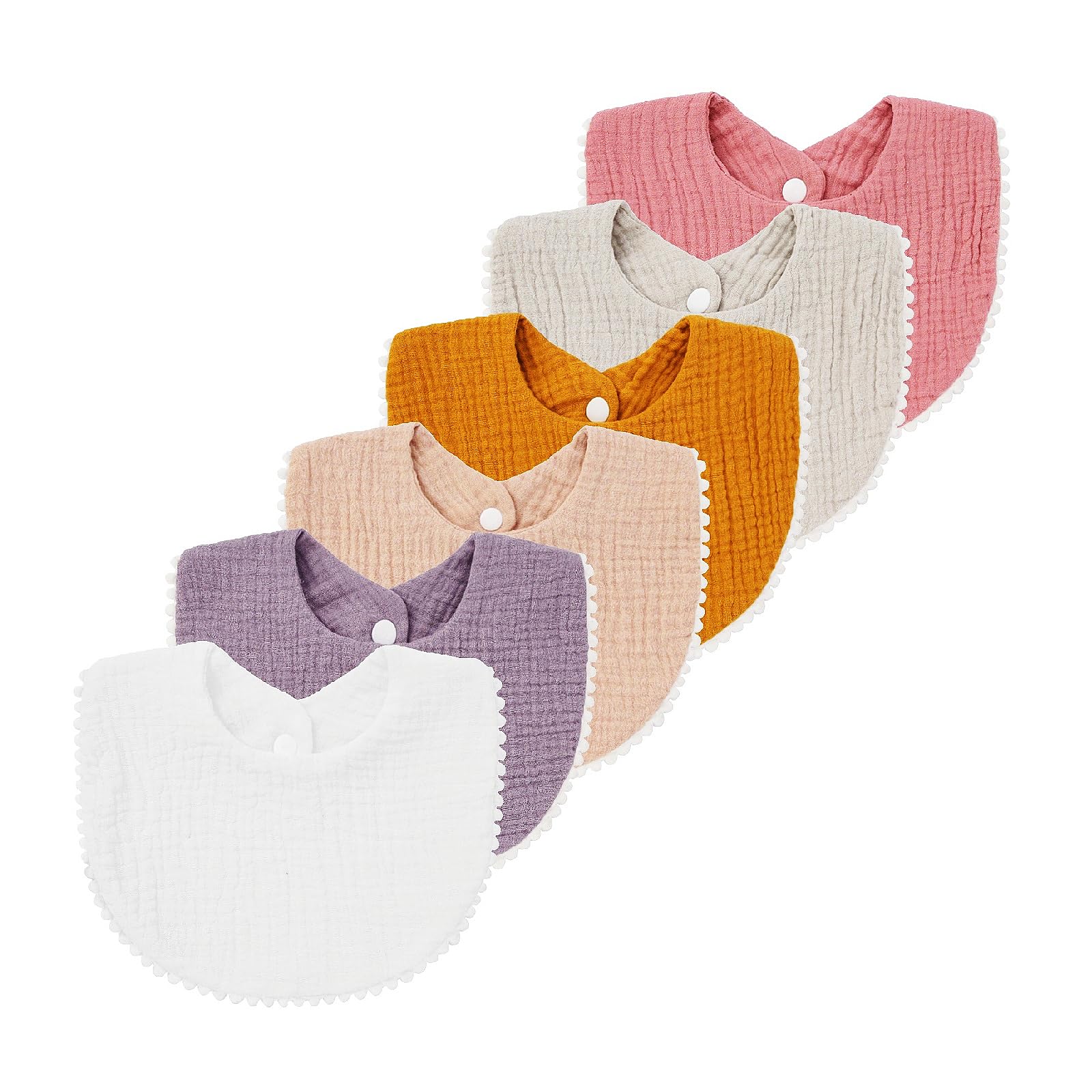 Nishine 6 Pack Muslin Baby Drooling Bibs - Unisex Cotton Absorbent Teething Bandana Bibs Scarf (Yellow-6 Pack)