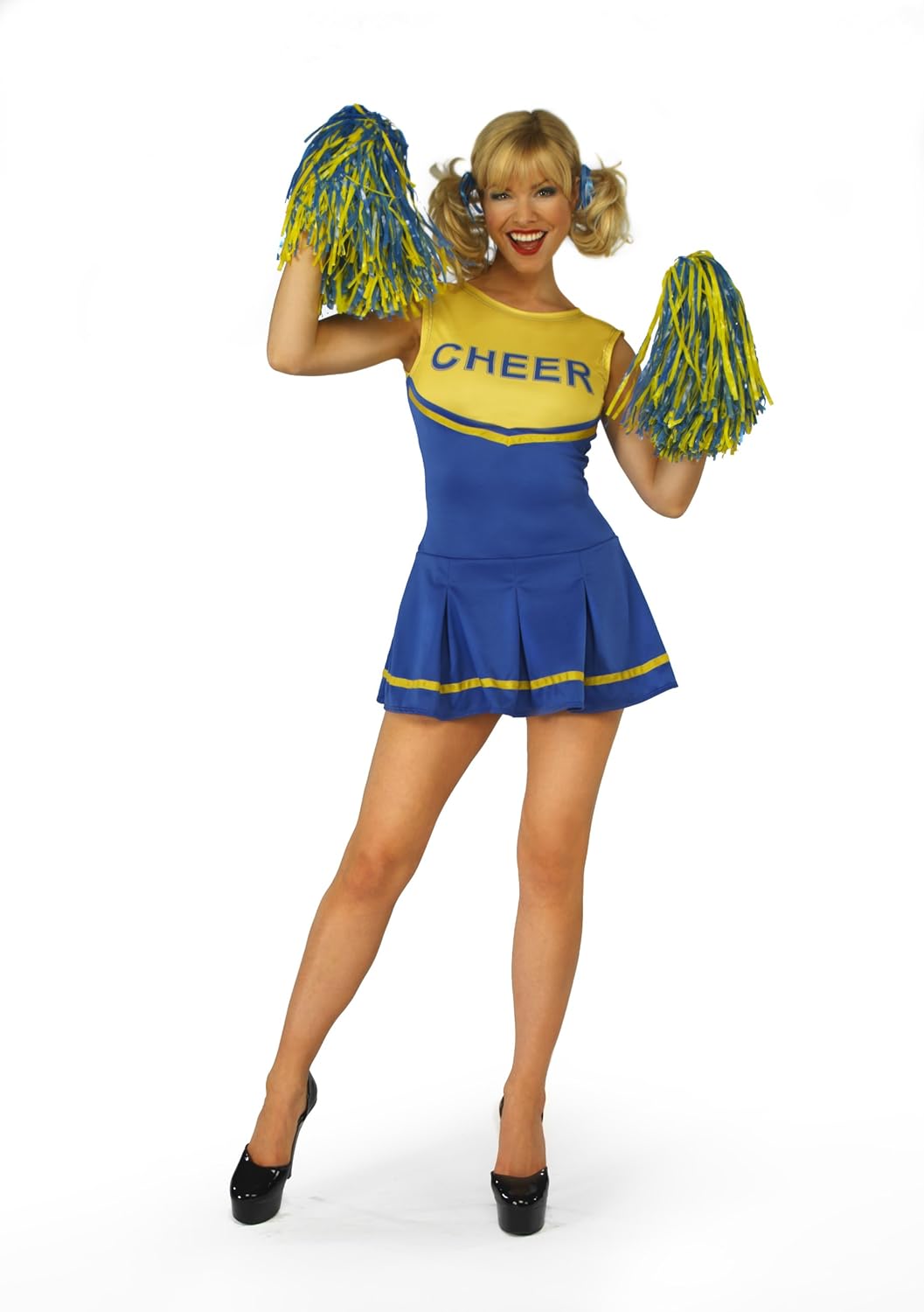 Sofias Closet Ladies Womens Cheerleader Sexy Fancy Dress Pom Poms Full