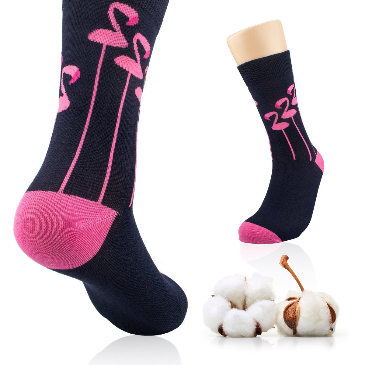 Men\'s Patterned Dress Socks Comfort Combed Cotton Crew Socks (1 Pair, Size M),Dark Navy Blue