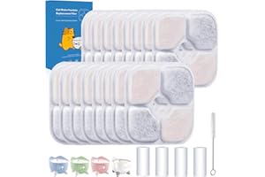 16-Pack Cat Water Fountain Filter Compatible with Pixi Water Fountain Filter Replacement Square Triple Action Pet Water Filte