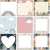 Saypacck 9 Pads Boho Sticky Notes 3x3 Inch Cute Self Stick Notepads Notes Adhesive Memo Pad Office Decor Gifts for Students School Teacher Meeting Office Supplies