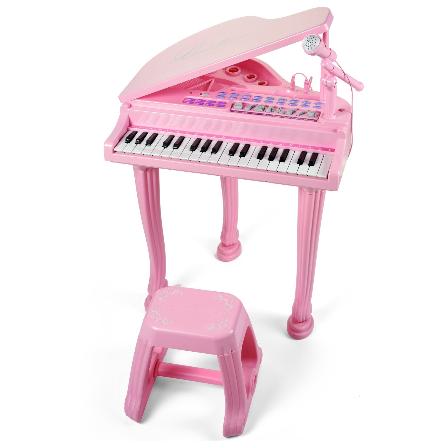 Little Princess Educational 37 Keys Keyboard Kids Toy Piano with Bench and Microphone can Connect MP3 Mobile Phone for Toddlers