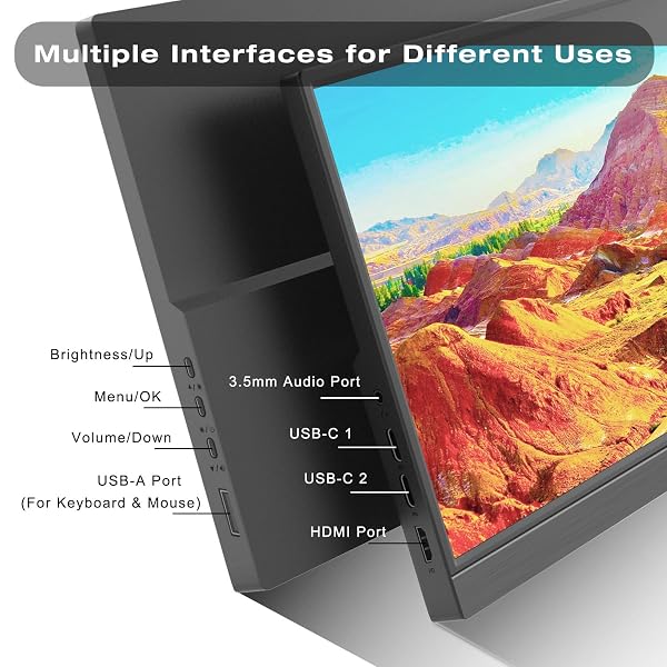 AKNTZCS PORTABLE MONITOR – 14″ FHD 1920X1200P USBC PORTABLE TOUCHSCREEN IPS DISPLAY, USB TYPE-C HDMI HDR EXTERNAL MONITOR FOR LAPTOP/PC/MAC/PHONE/XBOX, BUILT-IN KICKSTAND & SPEAKERS