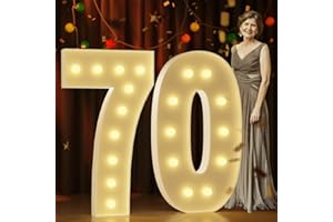 IMPRSV Marquee Numbers 4 Feet Tall Large Light Up Numbers 70th Birthday Decorations Women Men Big Yellow Light Outdoor Anniversary Decorations Balloon Arch Kit Party Backdrop 70