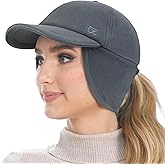 GADIEMKENSD Fleece Winter Hats for Women, Reflective Ponytail Hat with Drop Down Ear Flap