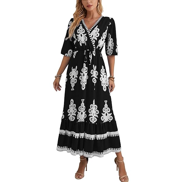 princess polly baby blue dress Milumia Women's Floral Print Puff Short Sleeve Dresses Boho Shirred Flared Maxi  Dresses Multicolor X-Large at Amazon Women's Clothing store