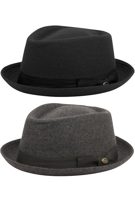 Chapeau Gatsby Porkpie En Feutre De Laine - Style Mod - Olive L - Bord 3cm, Couronne 9cm