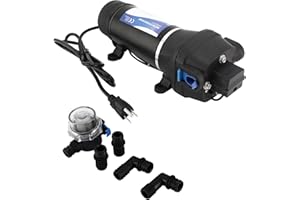 YaeMarine Self Priming Water Pressure Diaphragm Pump AC 115V 17LPM/4.5GPM 40PSI/2.8bar for Caravan/RV/Boat/Marine