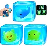 Squishy Stress Cube Fidget Toys Adults - Glow in The Dark Sensory Toys for Kids with Autism Stress Balls for Kids Teens Squeeze Toys for Anxiety Easter Basket Stuffers