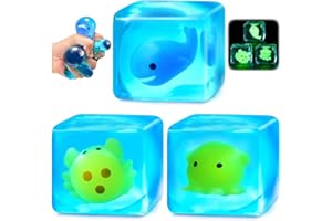 MEIJOY Squishy Stress Cube Fidget Toys Adults - Glow in The Dark Sensory Toys for Kids with Autism Stress Balls for Kids Teens Squeeze Toys for Anxiety Stocking Stuffers for Grandkids