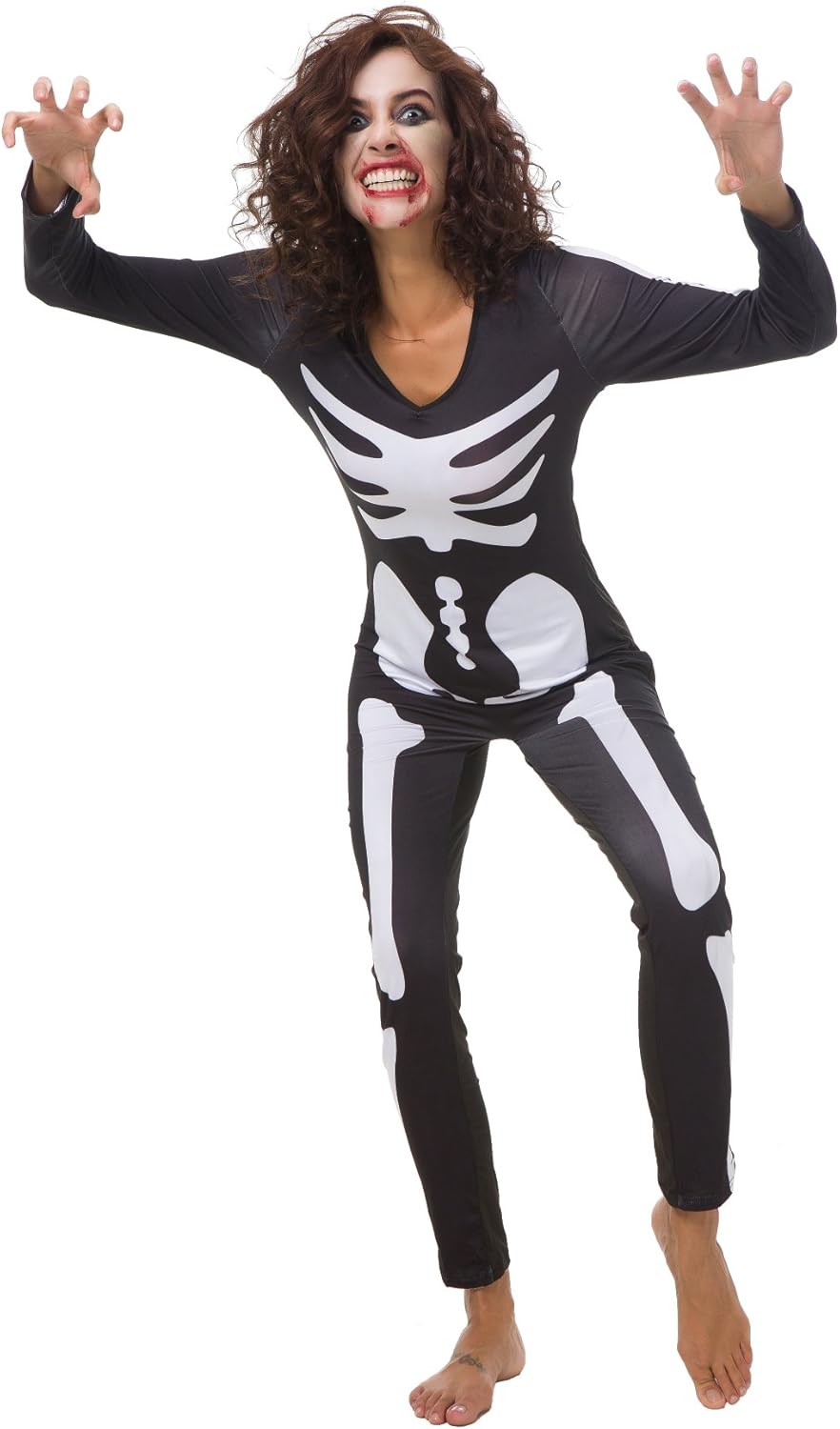 URVIP Women�s Skeleton Print Halloween Costume Stretch